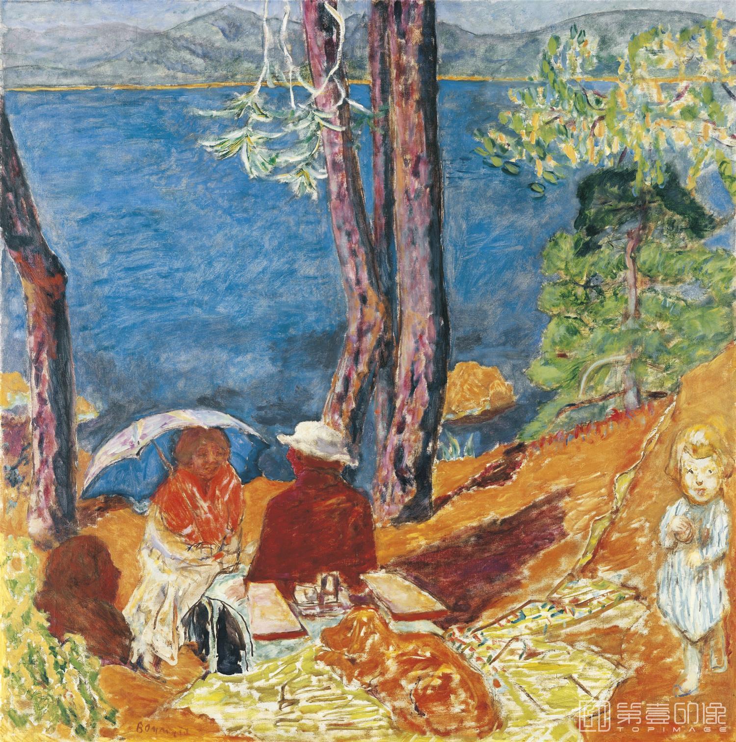 油画-BORD DE MER, SOUS LES PINS